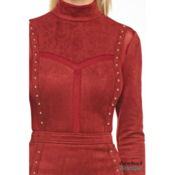 Faux Suede Studded Body Dress - Picture 4 of 4